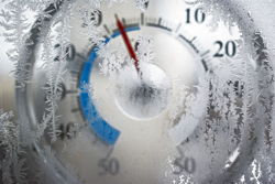 Thermometer mit Eisblumen
