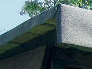 Detail festgenagelte Dachpappe